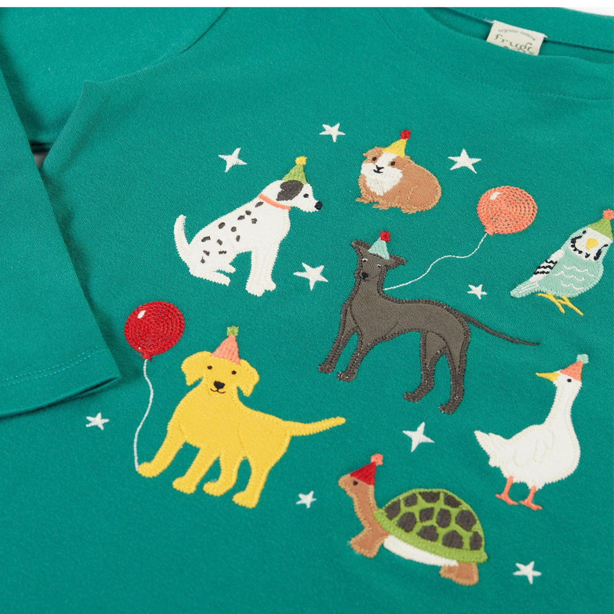 Anna Applique Long Sleeve Top Hut Green Pawty