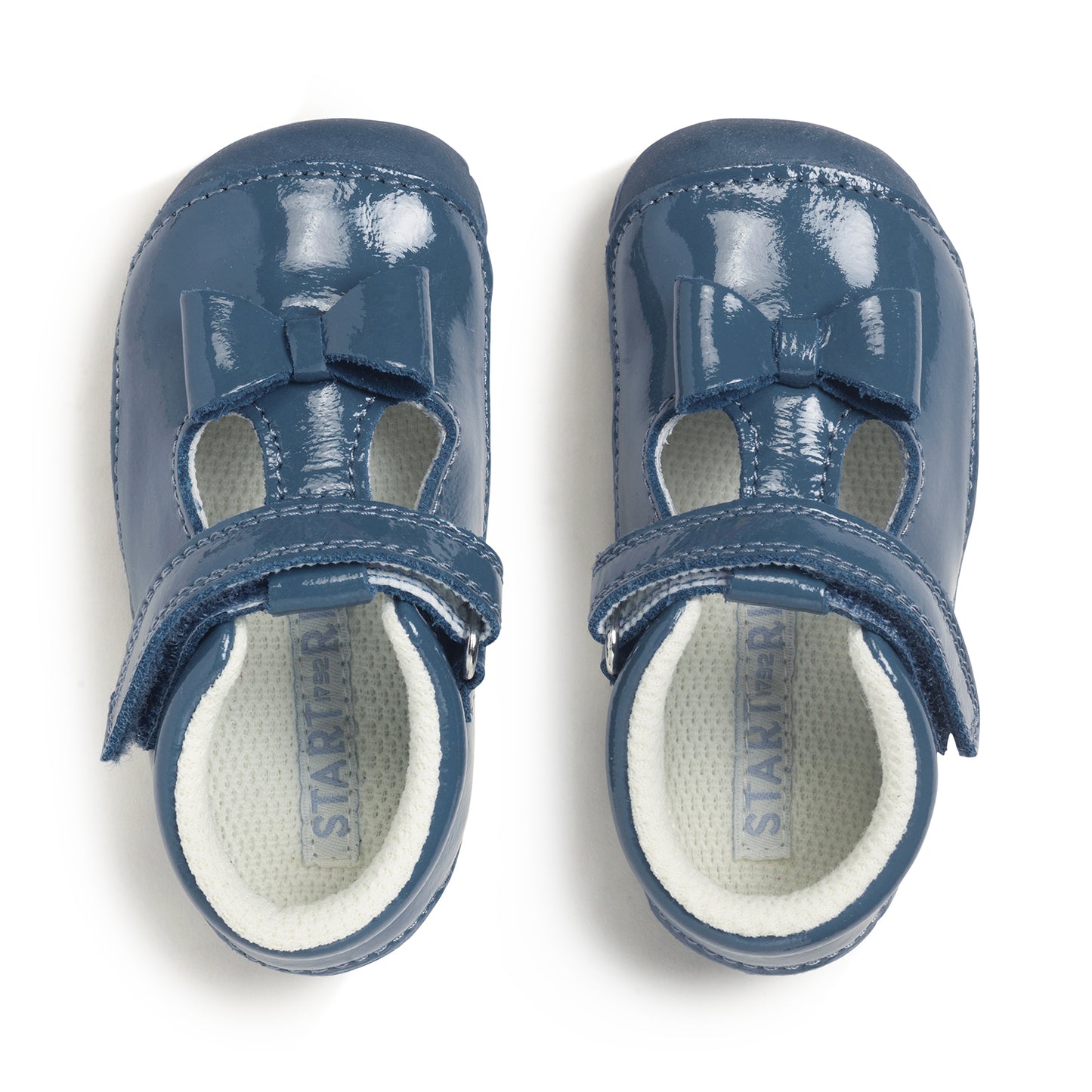 Wiggle Nubuk China Blue Patent Leather Girl's Riptape Pre-walker Shoe
