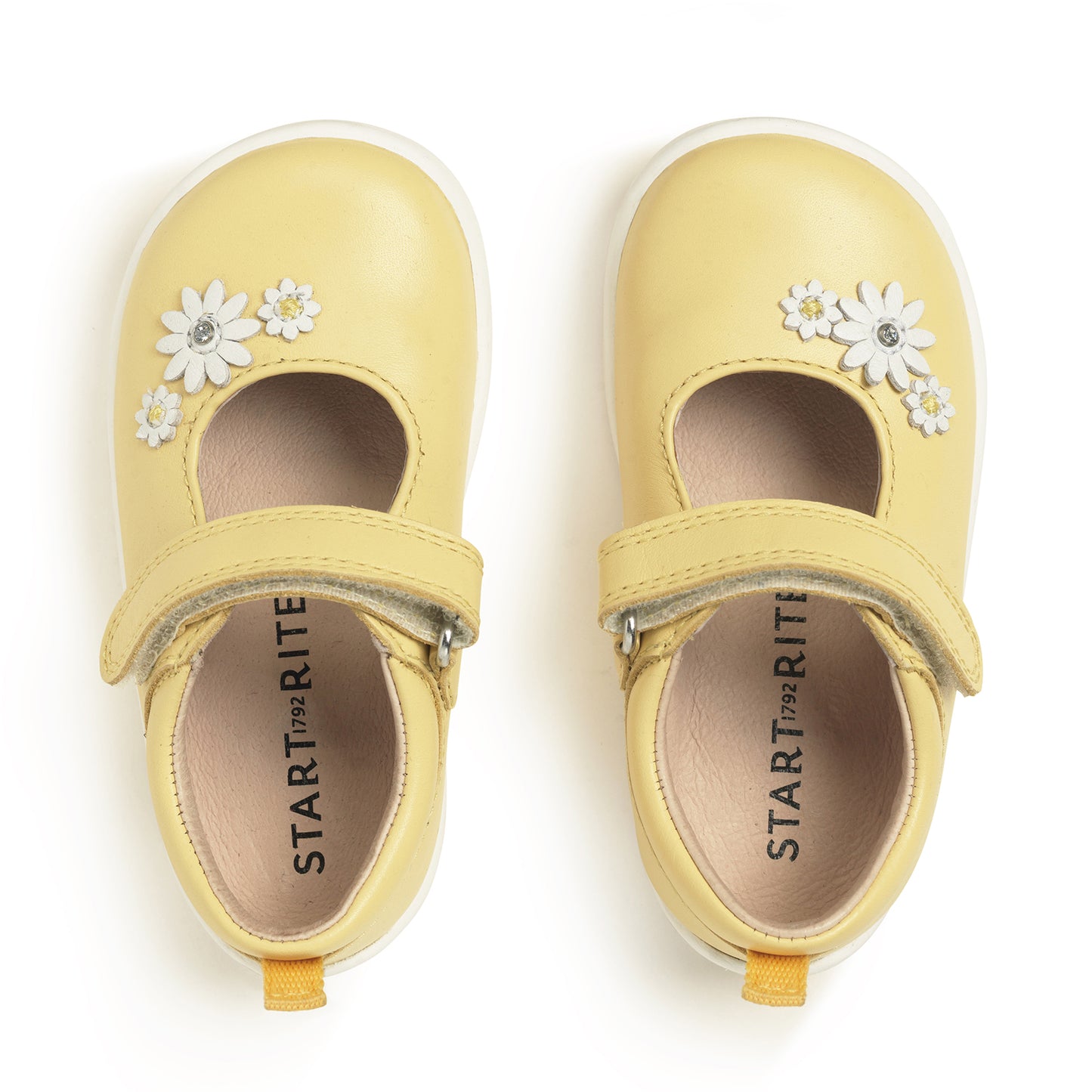 Fairy Tale Yellow Leather Girl's Riptape First Walking Shoe
