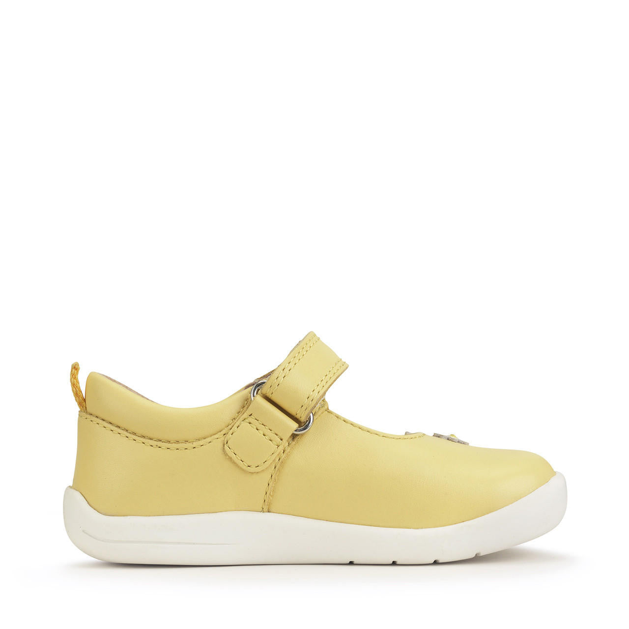 Fairy Tale Yellow Leather Girl's Riptape First Walking Shoe