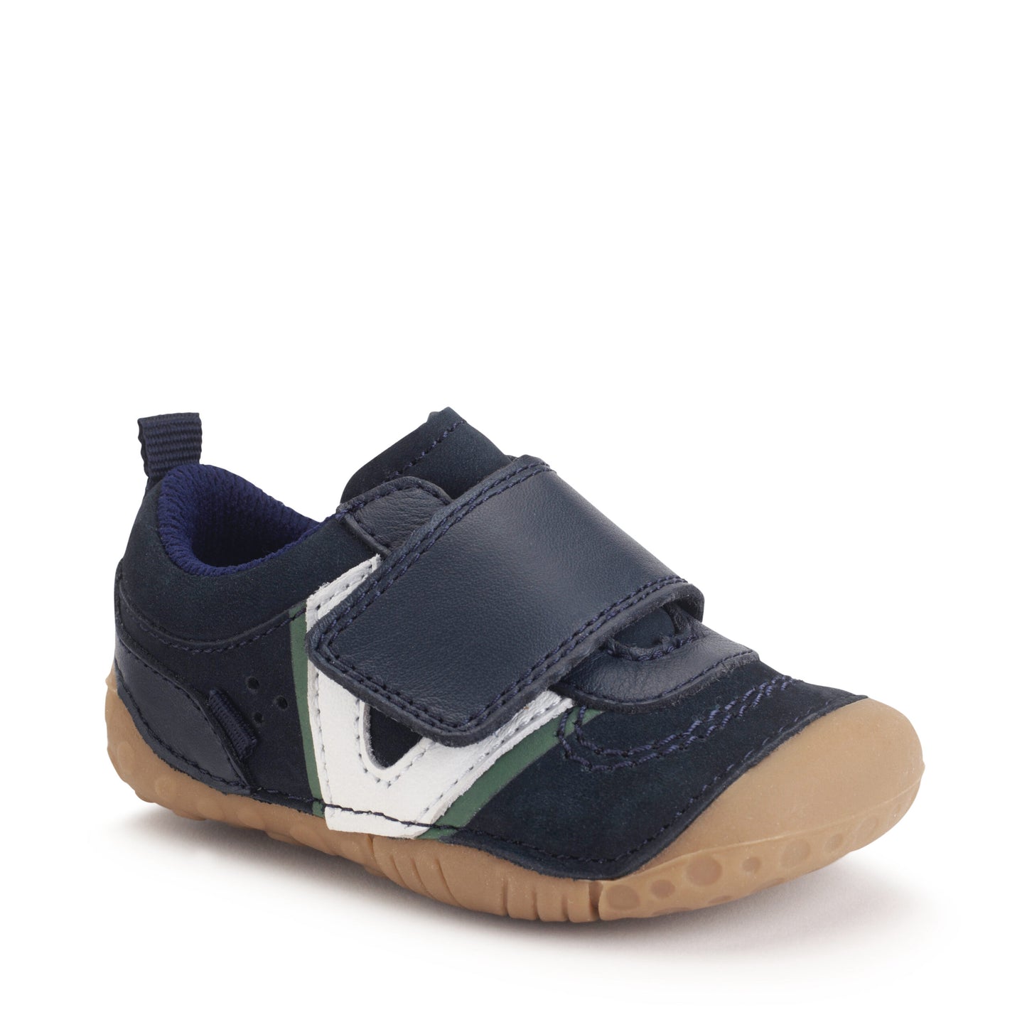 Shuffle Navy And White Nubuk Leather Riptape Pre-walker Shoe