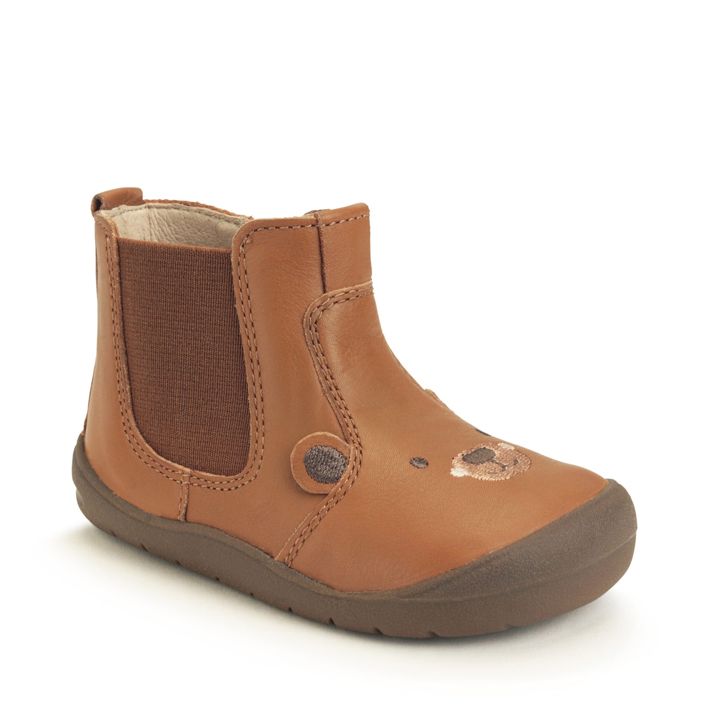 Rustle Tan Leather Bear Zip-up First Walking Boots