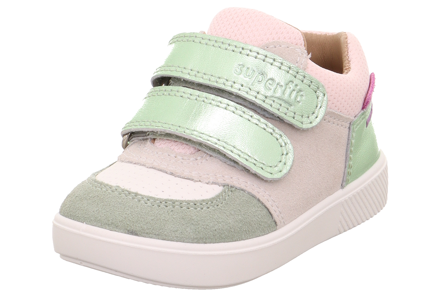 Supies Pink And Metallic Green Suede And Leather Sneaker Shoe