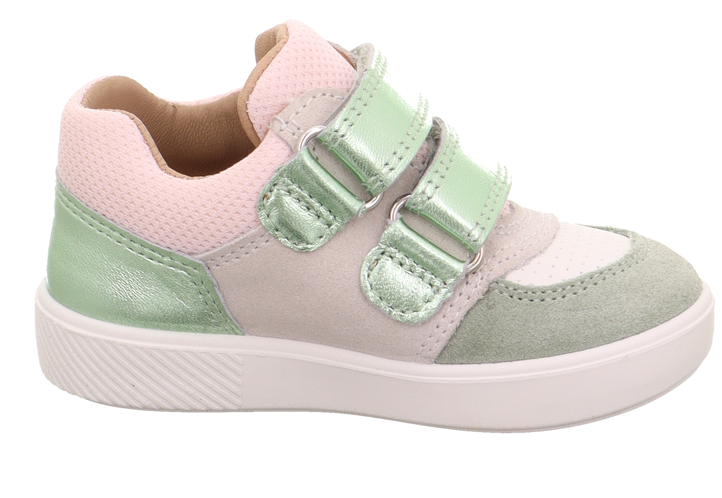 Supies Pink And Metallic Green Suede And Leather Sneaker Shoe