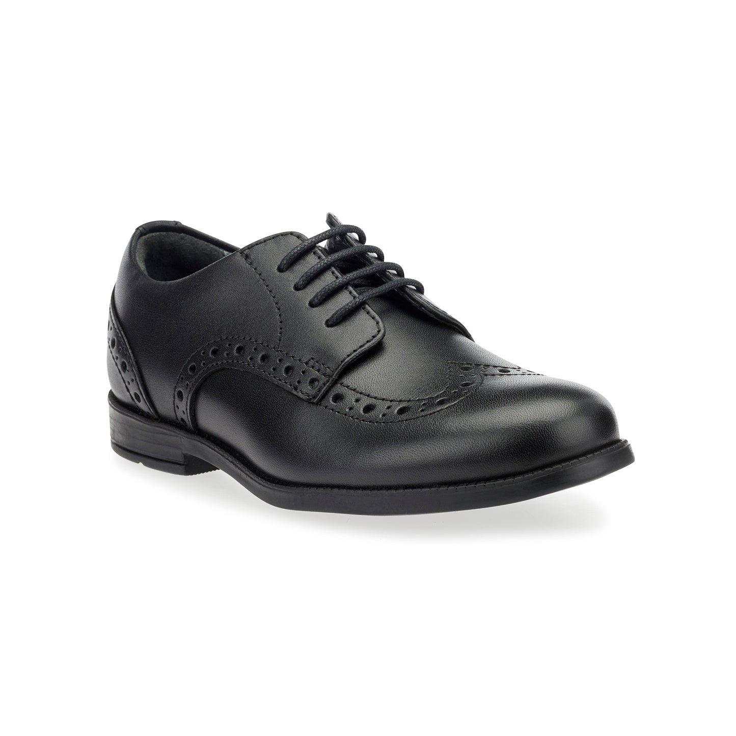 Brogue Senior Black Leather Lace-up School Shoe