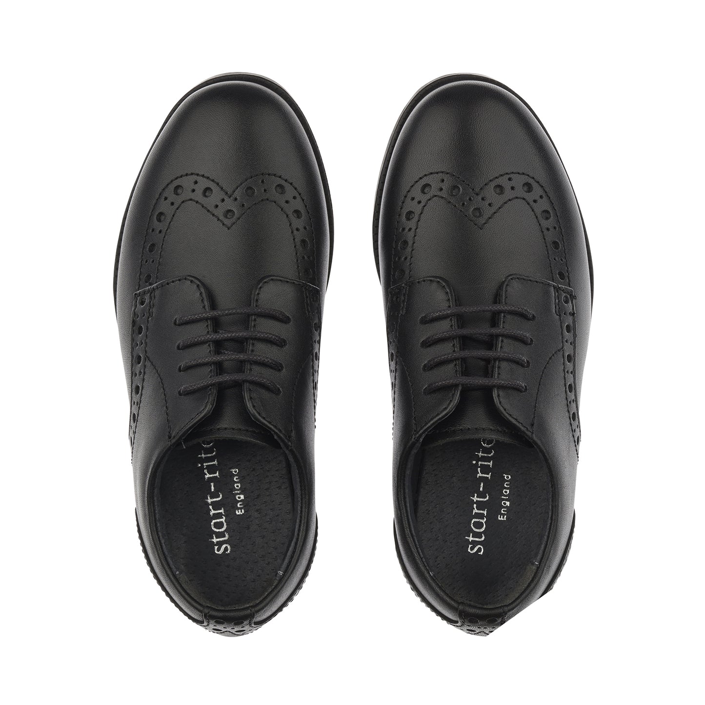 Brogue Senior Black Leather Lace-up School Shoe