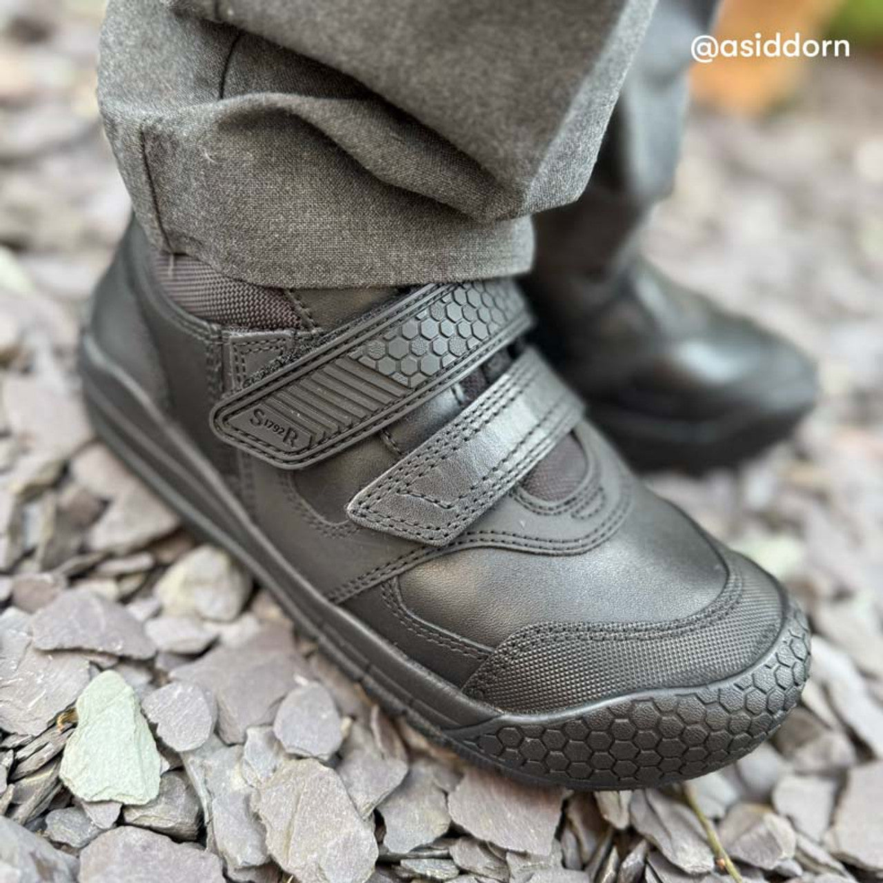 Strike Black Leather Boys School Shoe