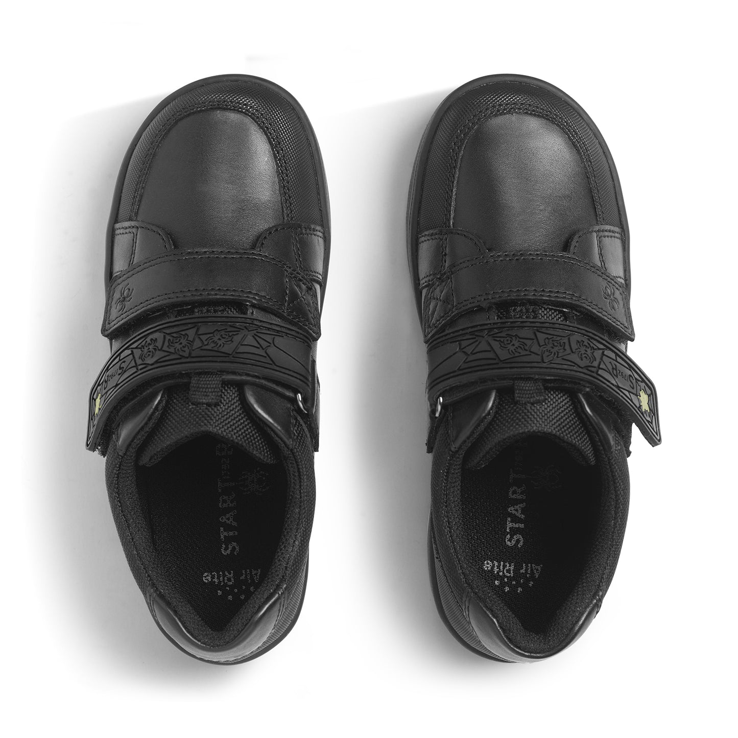 Spider Web Black Leather Boys School Shoe