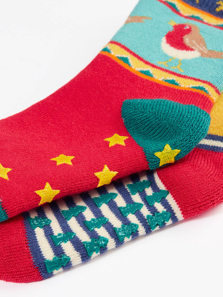 Grippy Socks Fox Fair Isle 2 Pack