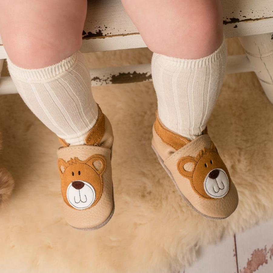 Cream Teddy Leather Soft Soles