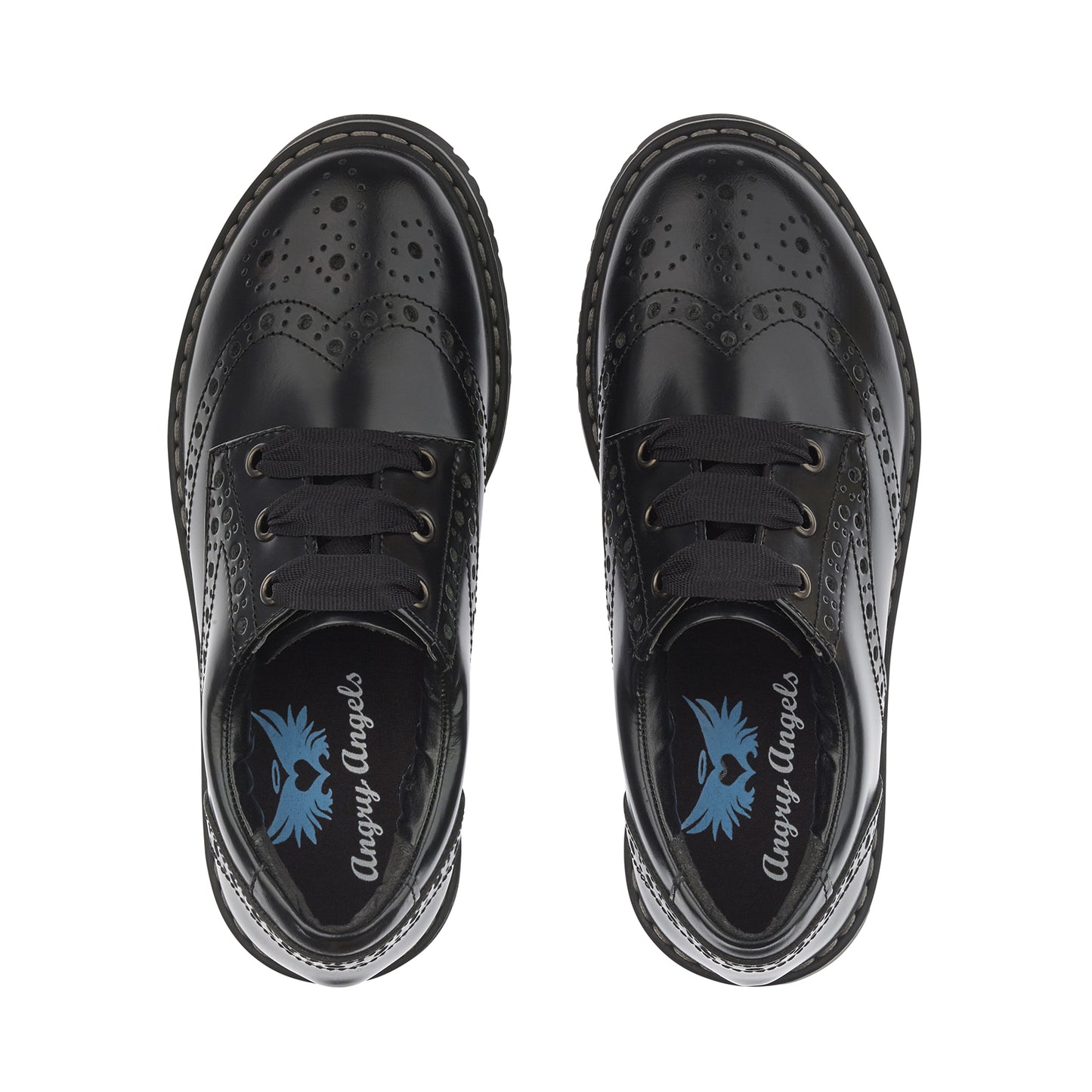 Impulsive Black Leather Lace-up Girls School Shoe