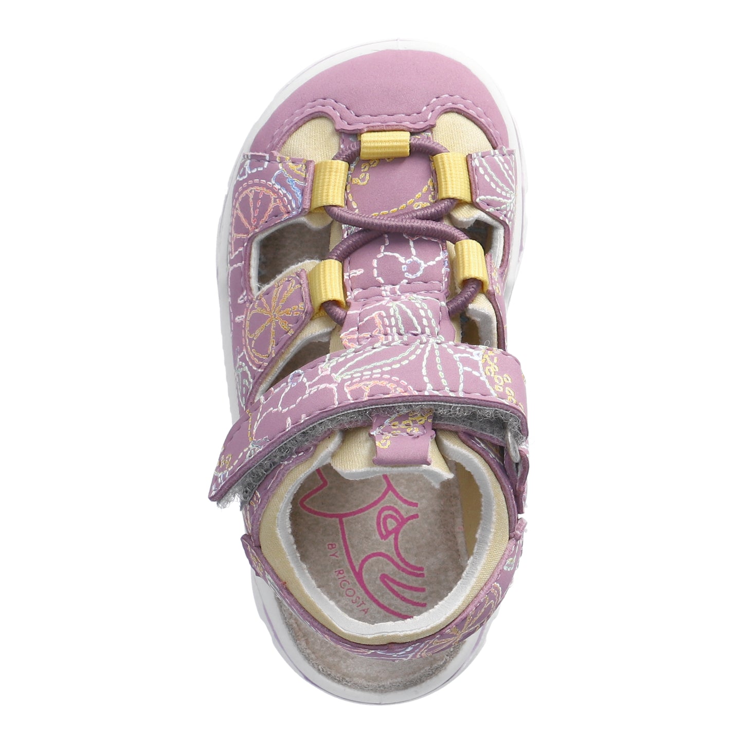 Gery Watersafe Girls Sandal In Pale Pink With Pastel Fruit Print