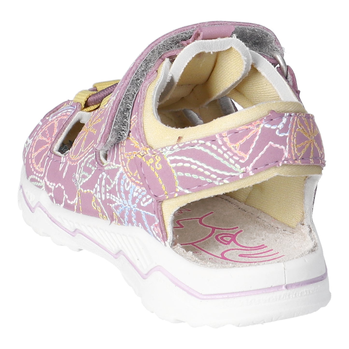 Gery Watersafe Girls Sandal In Pale Pink With Pastel Fruit Print