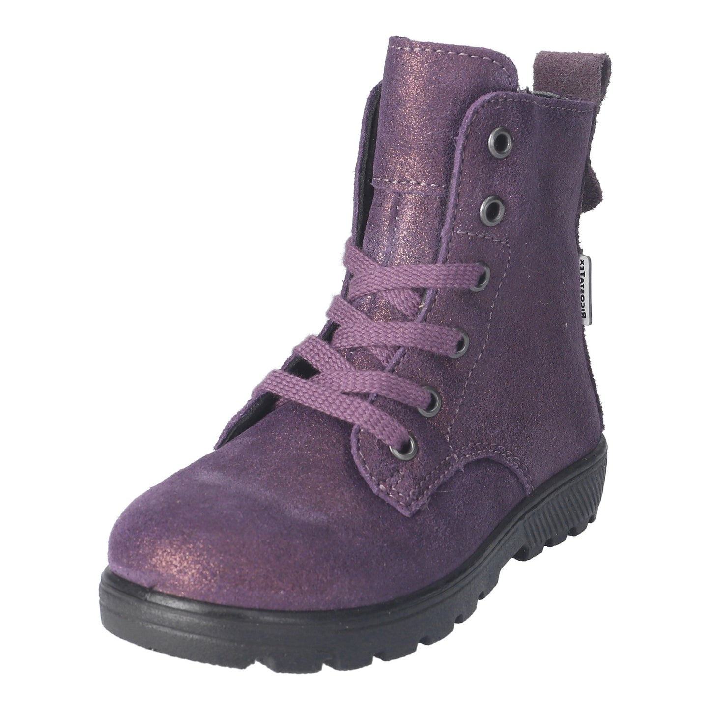 Anni Dark Purple Shine Waterproof Warm Lined Girls Lace And Zipped Boot