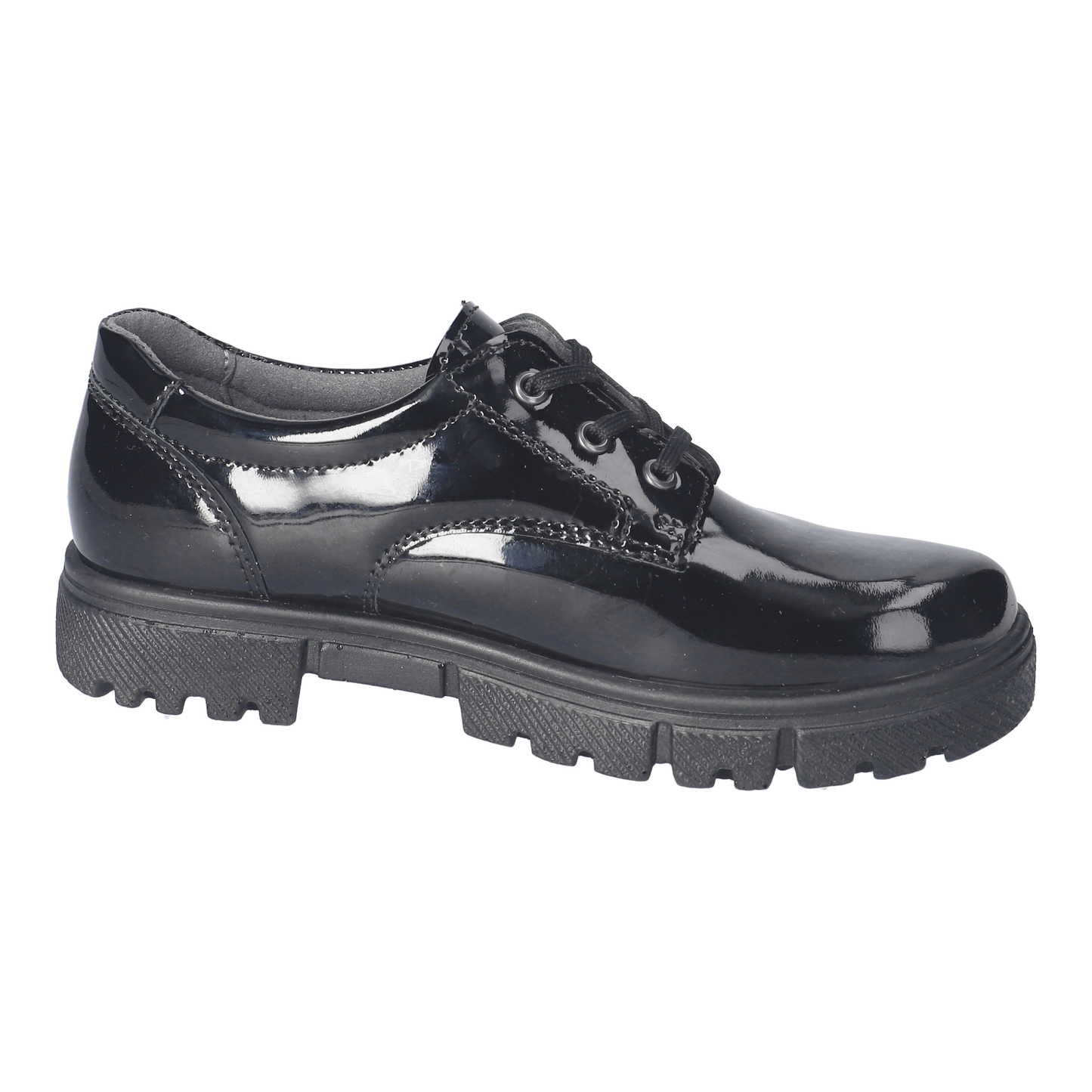 Stacy Black Patent Leather Lace-up Girls Shoe
