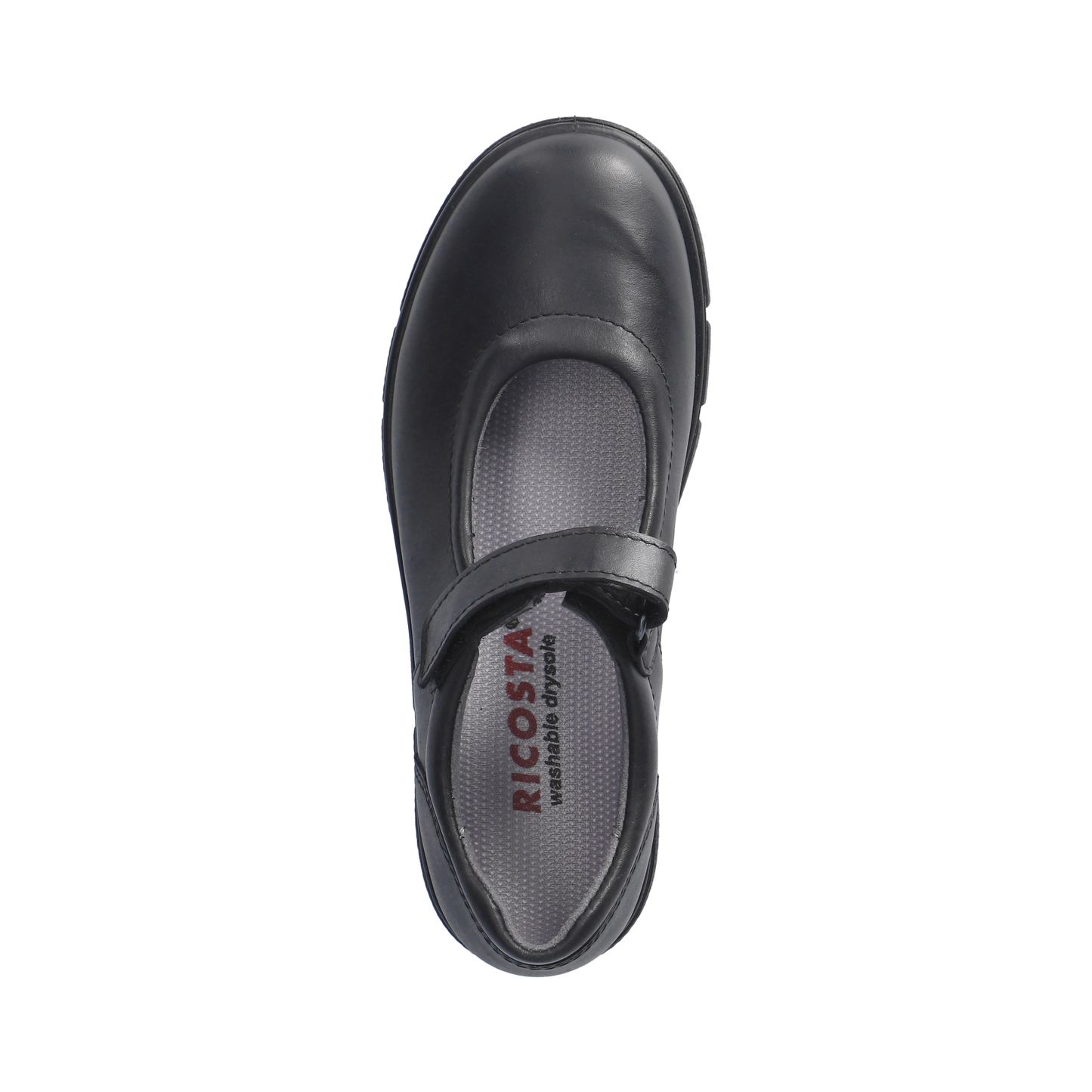 Kylie Black Leather Mary Jane Girls School Shoe.