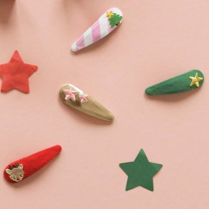 Jolly Christmas Embroidered Clip Set