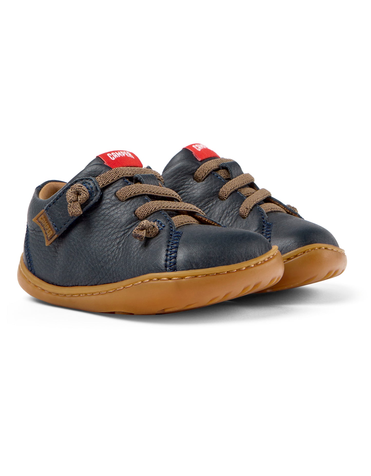 Peu Cami Navy Leather Elastic Lace First Walker Shoe