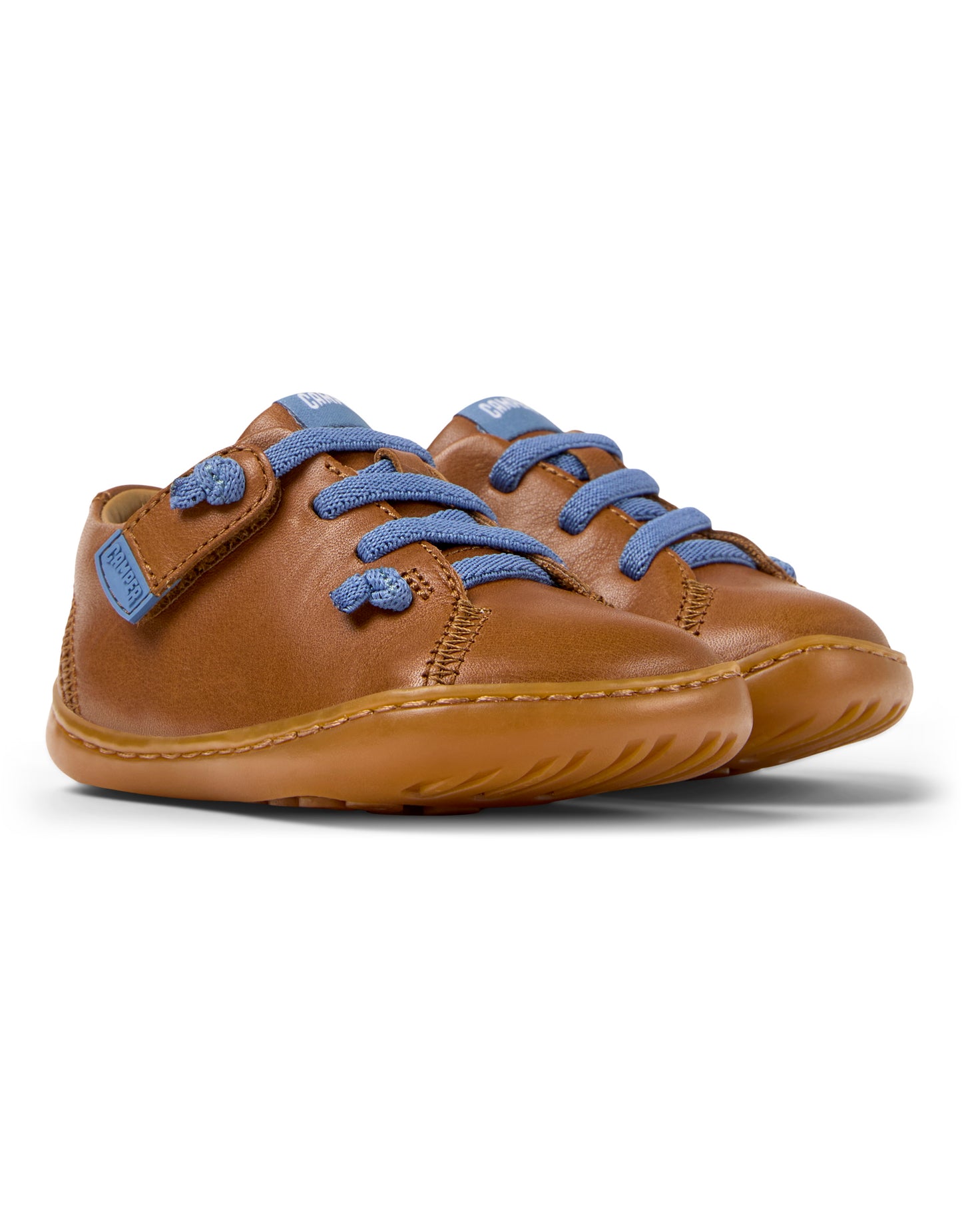 Peu Cami Tan Brown Leather Elastic Lace First Walker Shoe