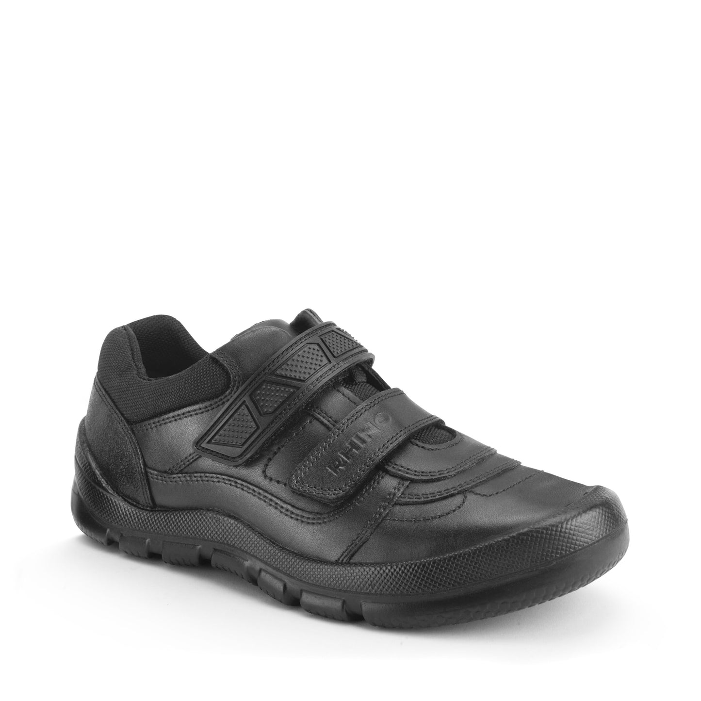 Rhino Warrior Black Leather Boys School Shoe