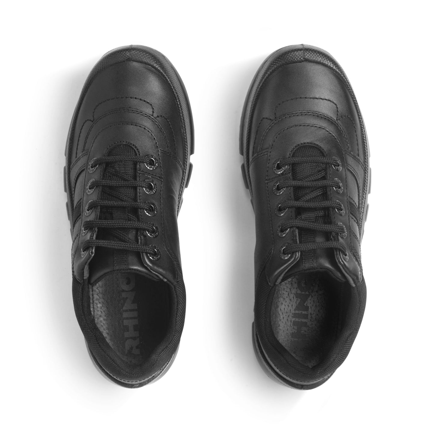 Rhino Sherman Black Leather Lace-up Boys School Shoe