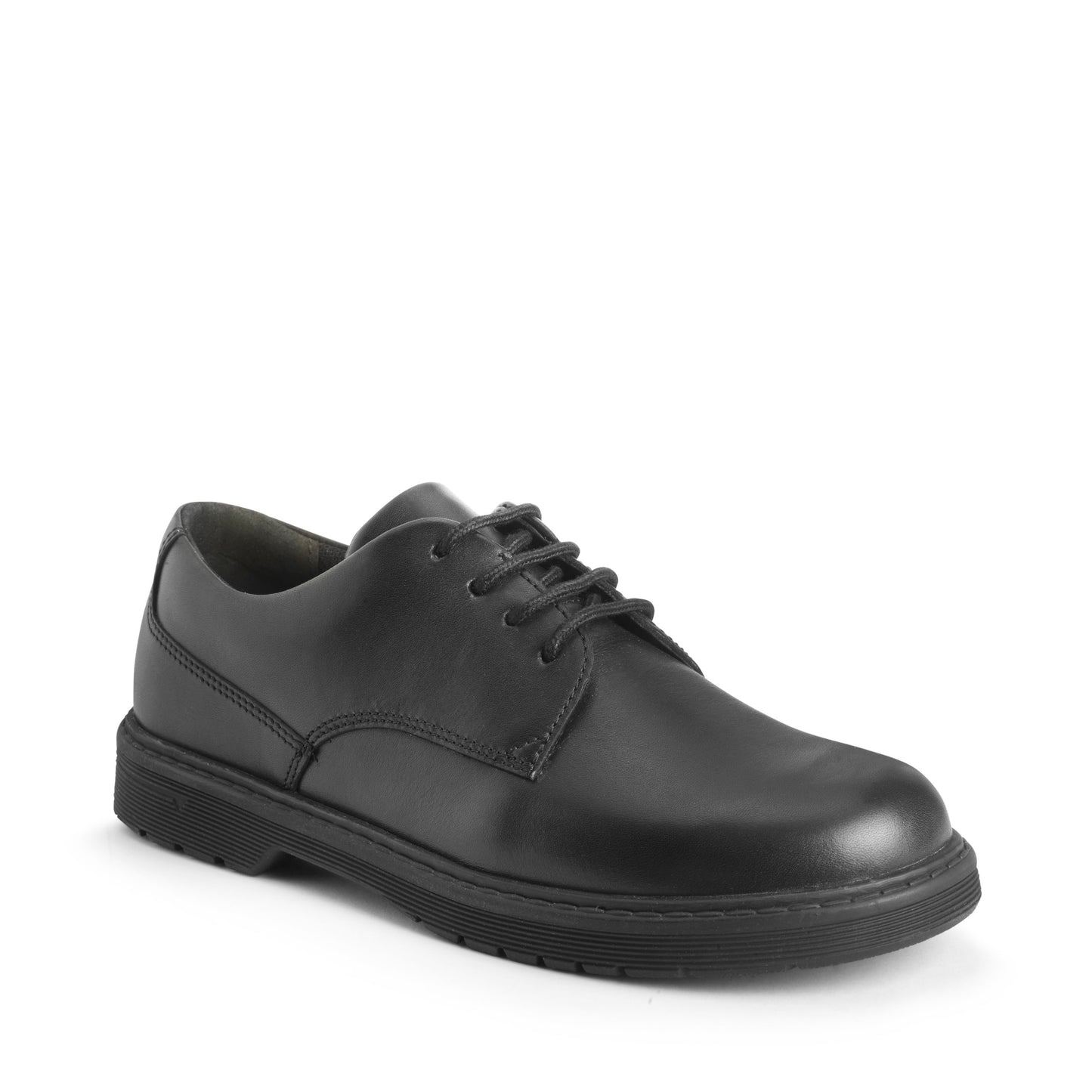 Rhino Glitch Black Leather Lace-up Senior Boys Shoe