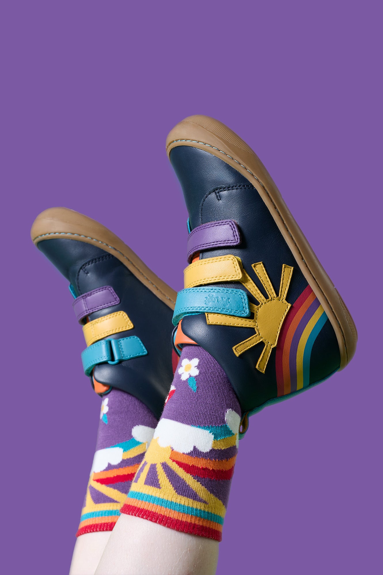 Meadow High Top Sunshine Navy Leather Shoe