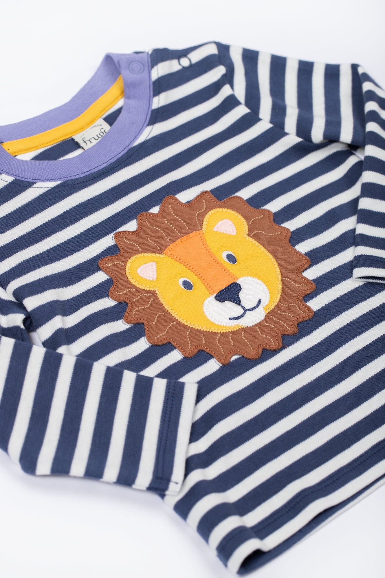 Discovery Appique Top Navy Stripe Lion