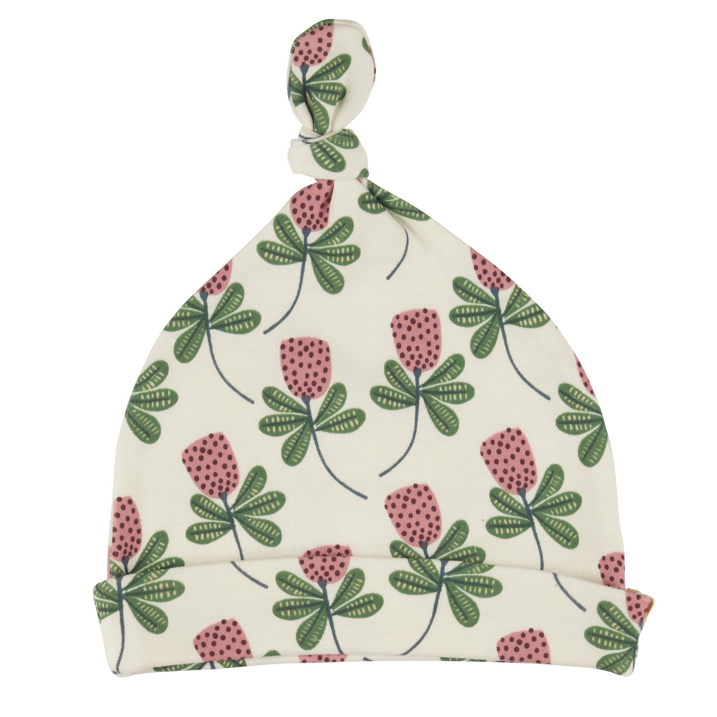 Knotted Hat Dotty Flowers Pink