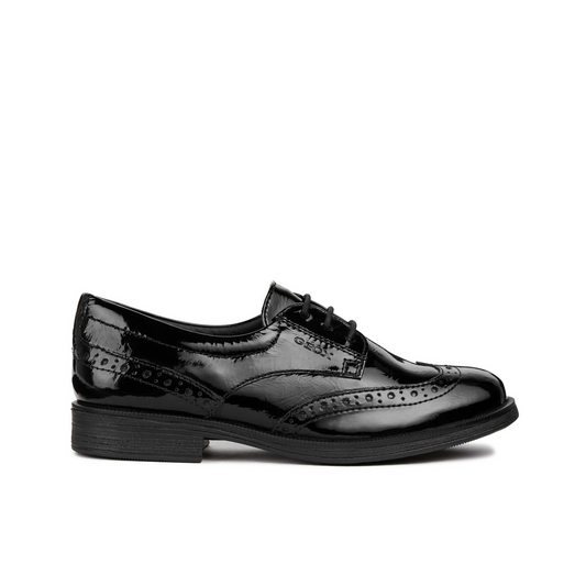 Agata Lace Up Black Patent Leather Girls School Shoe