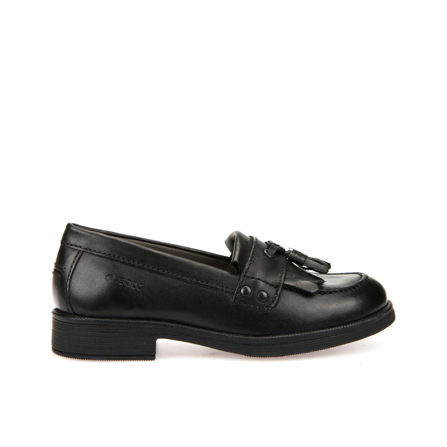 Agata Loafer With Tassel Black Leather Girls School Shoe