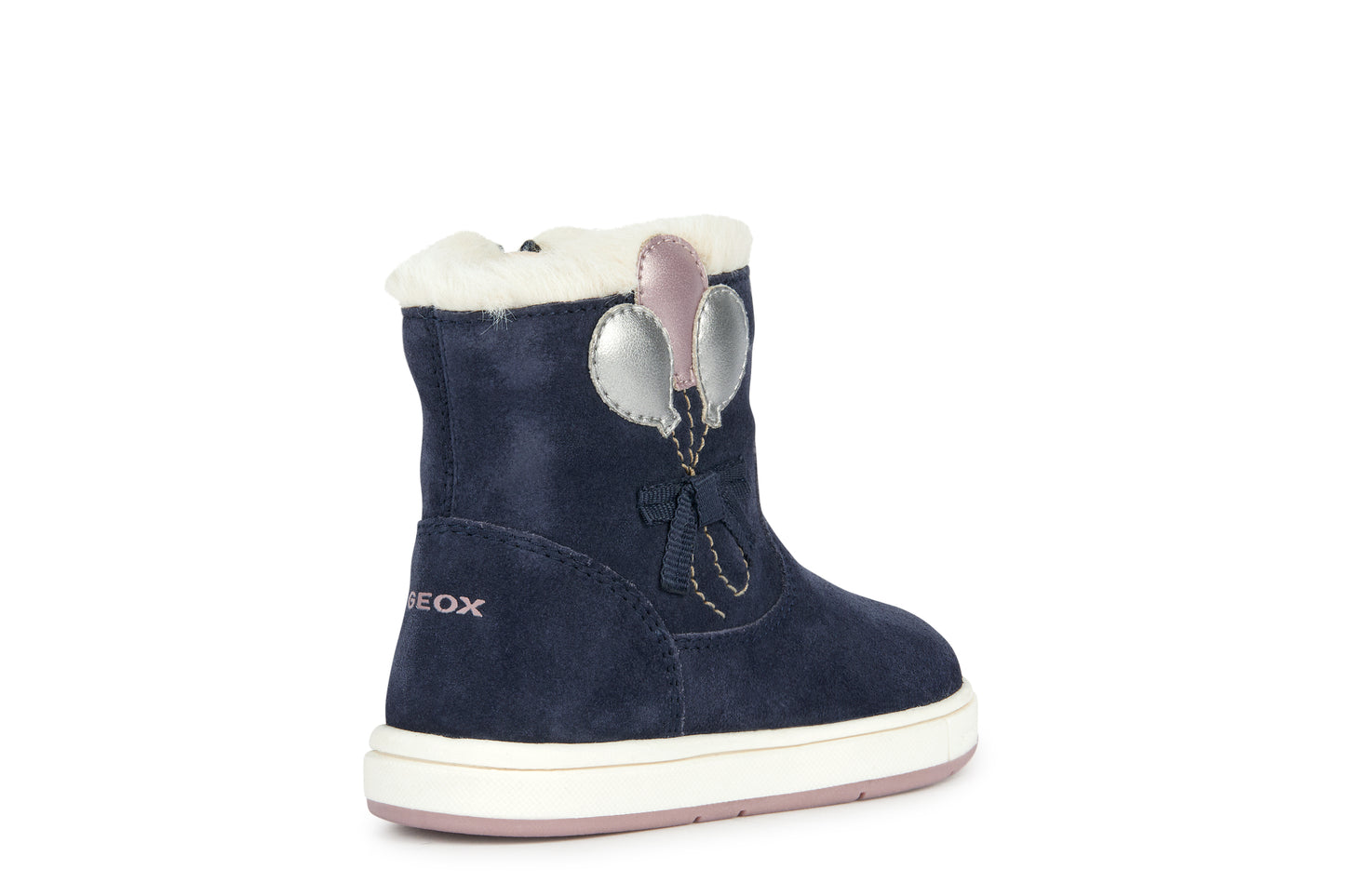 Trottola Baby Girl's Navy Pink Lined Suede Boot