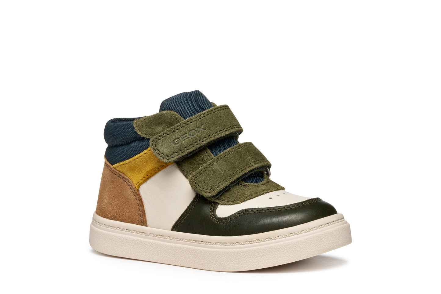 Nashik Toddler Boys Dark Green and Ivory Nappa Leather High Top Boot