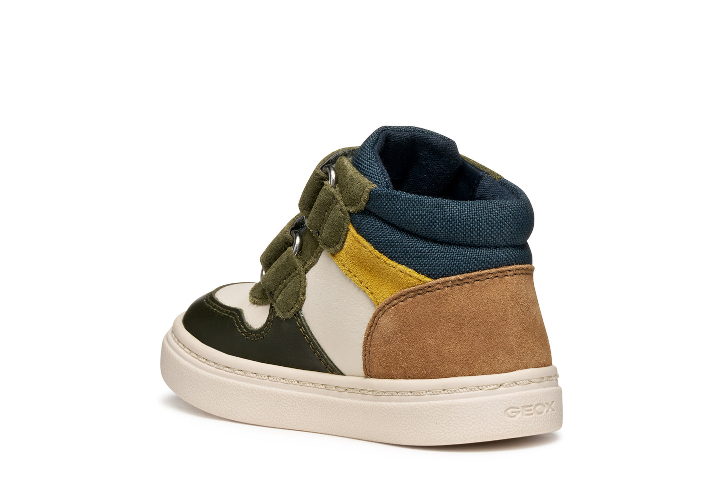 Nashik Toddler Boys Dark Green and Ivory Nappa Leather High Top Boot