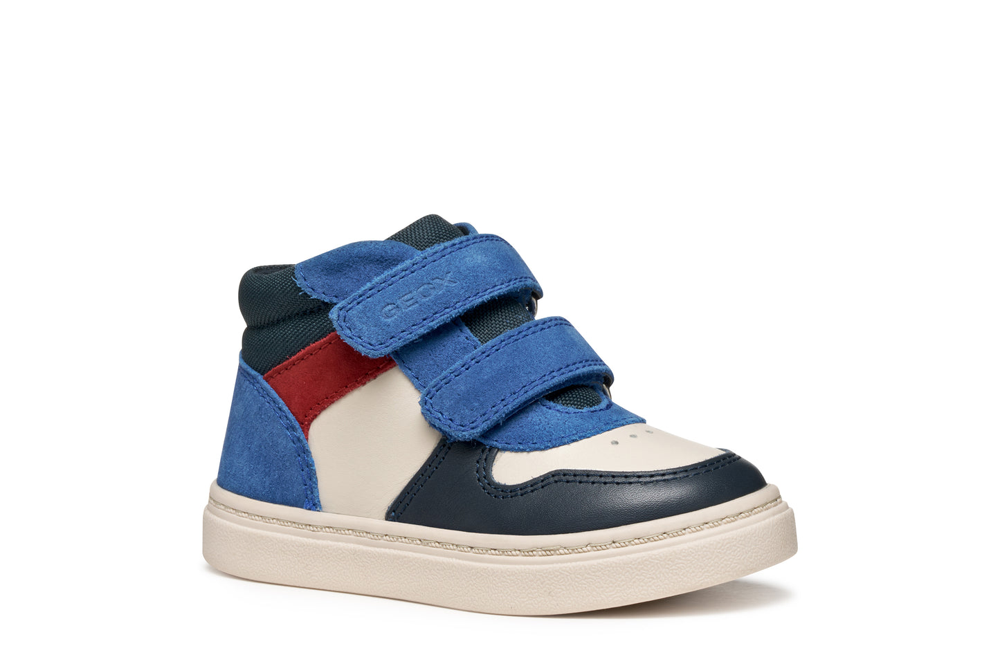 Nashik Toddler Boys Blue and Ivory Nappa Leather High Top boot