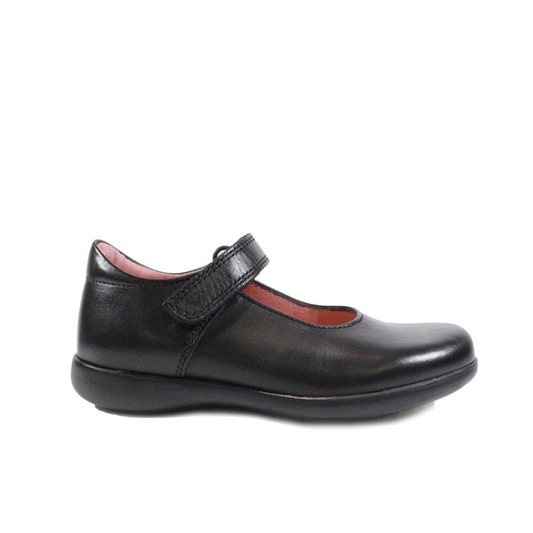 Bea Black Leather Mary-Jane Girls School Shoe