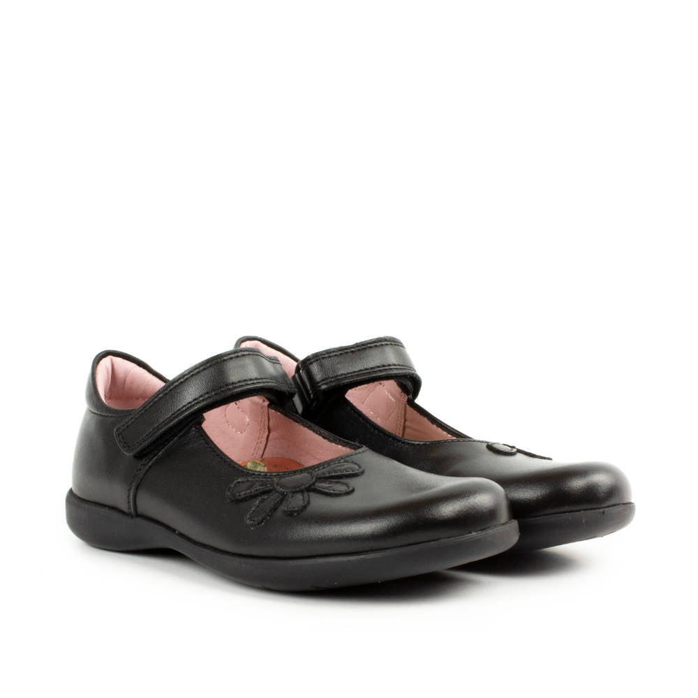 Bonnie Black Leather Mary-Jane Girls School Shoe