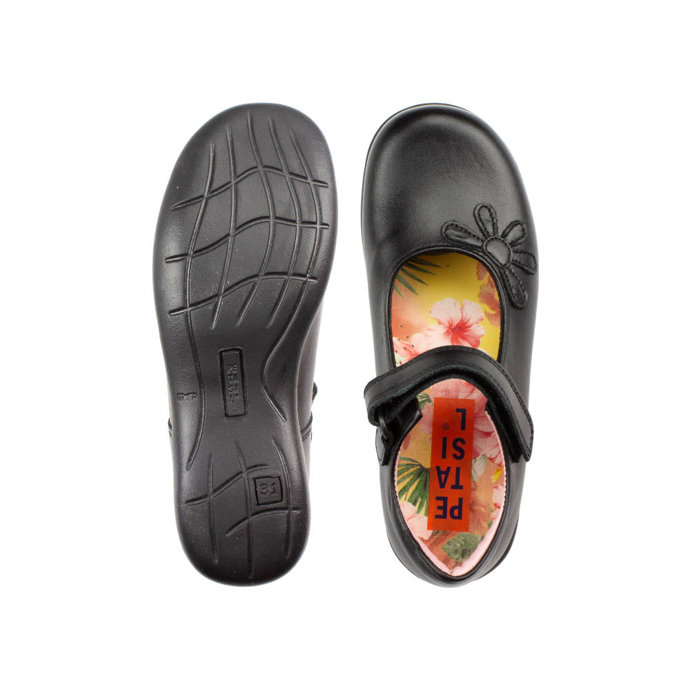 Bonnie Black Leather Mary-Jane Girls School Shoe