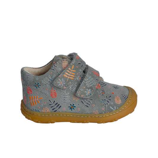 Carly Sage Leaf Print Nubuk Leather Soft Sole First Shoe
