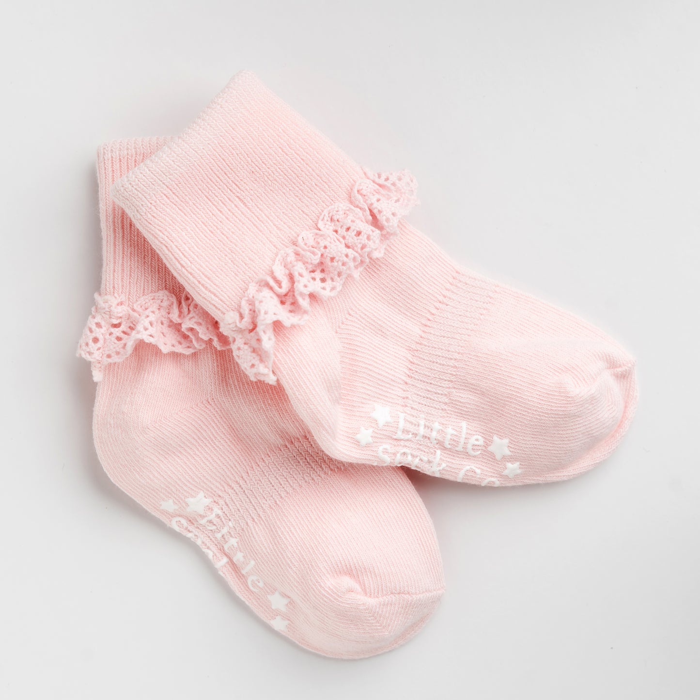 Non Slip Stay On Frilly Socks Pink