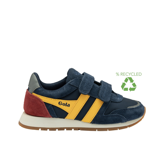 Austin Strap Trainer Navy/Sun/Deep Red Suede