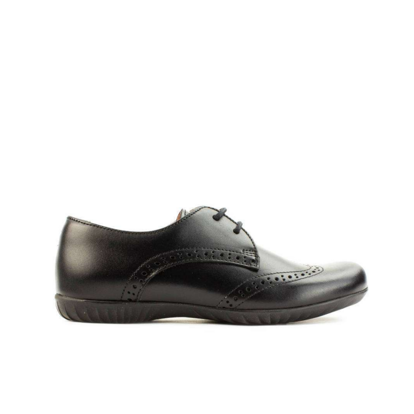 Emma Black Leather Lace Up Girl's School Shoe