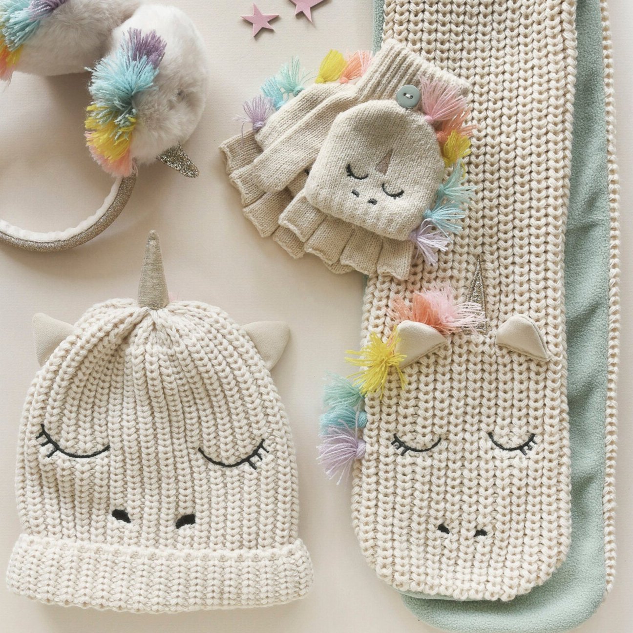Rainbow Unicorn Knitted Hat