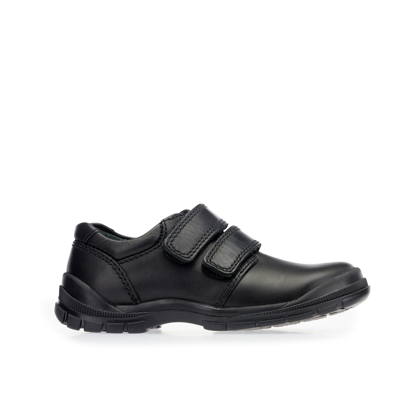 Engineer Black Leather Riptape Boys School Shoe