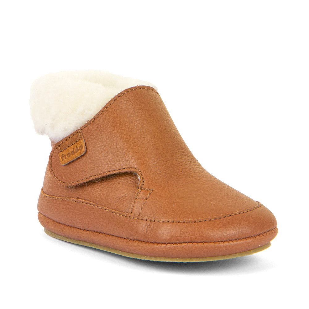 Barefoot Furry Cognac Leather Pre Walkers