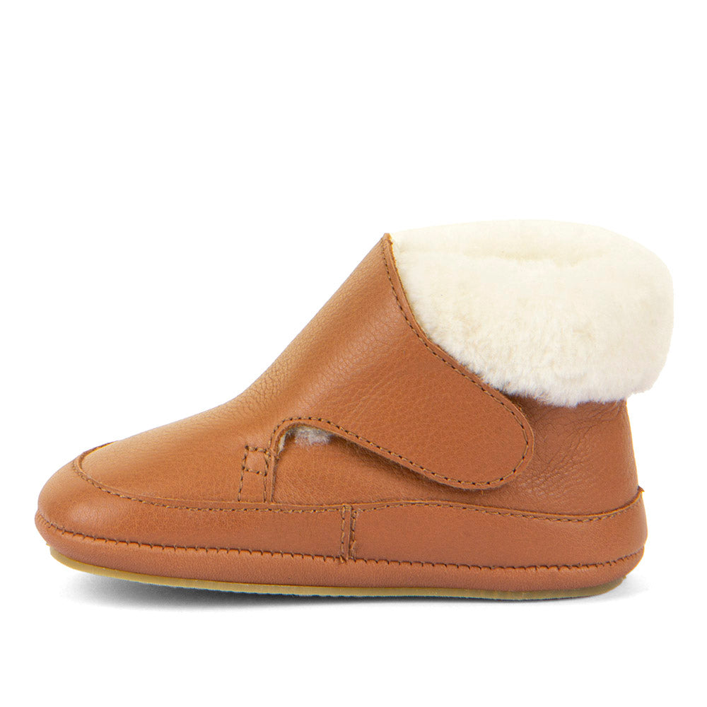 Barefoot Furry Cognac Leather Pre Walkers
