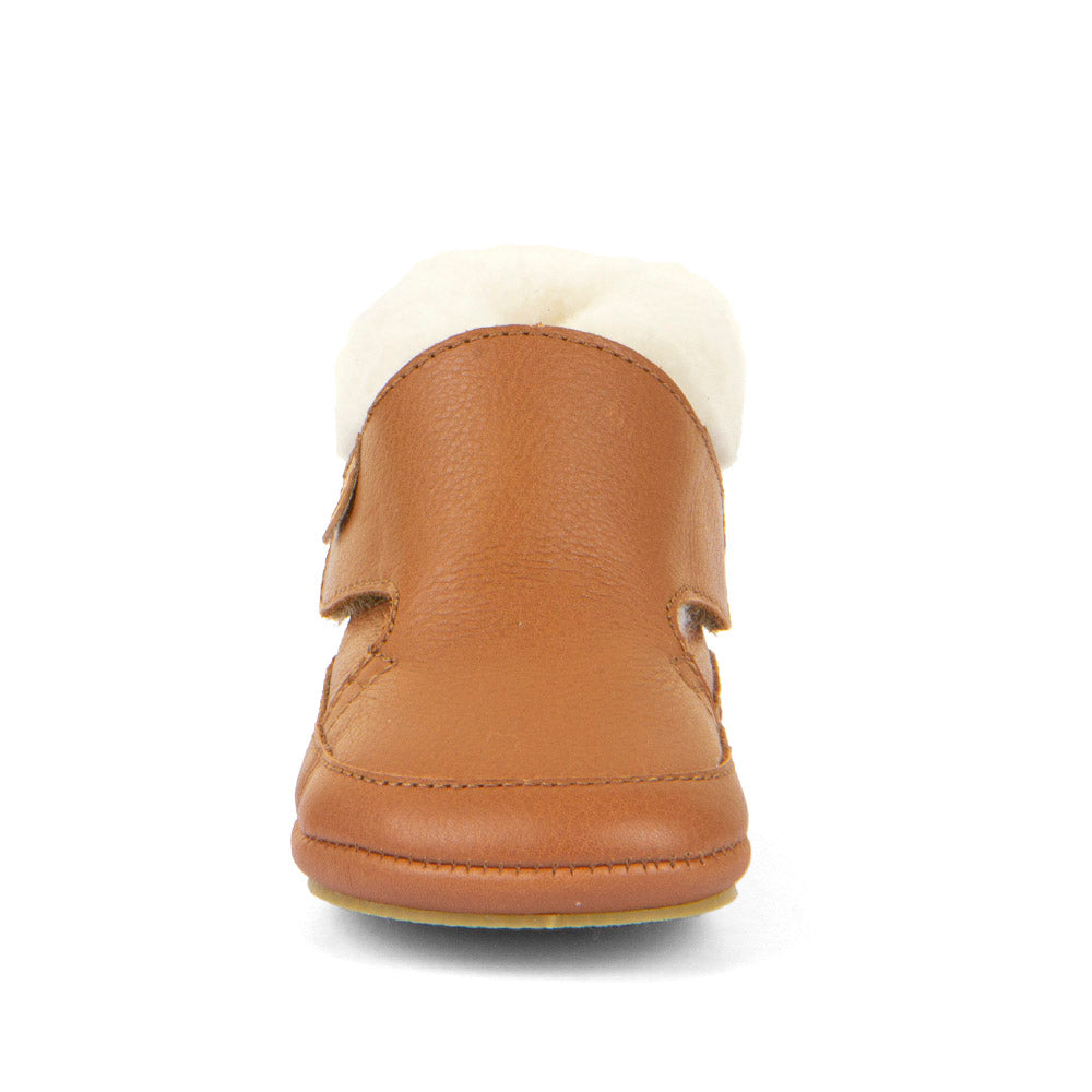 Barefoot Furry Cognac Leather Pre Walkers