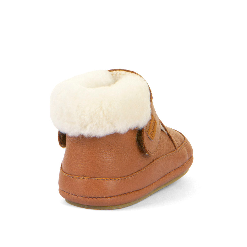 Barefoot Furry Cognac Leather Pre Walkers
