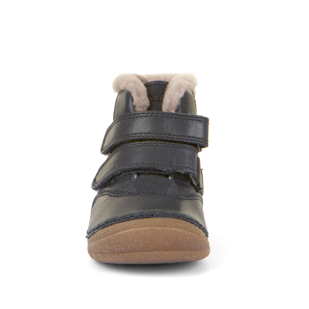 Paix Up Winter Warm Lined Dark Blue Leather First Walking Boot