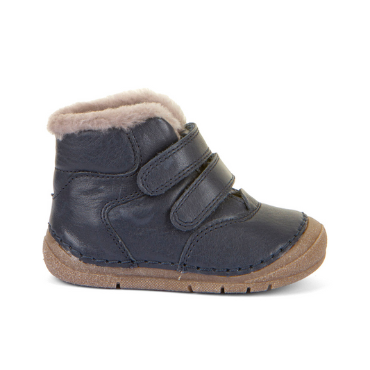 Paix Up Winter Warm Lined Dark Blue Leather First Walking Boot